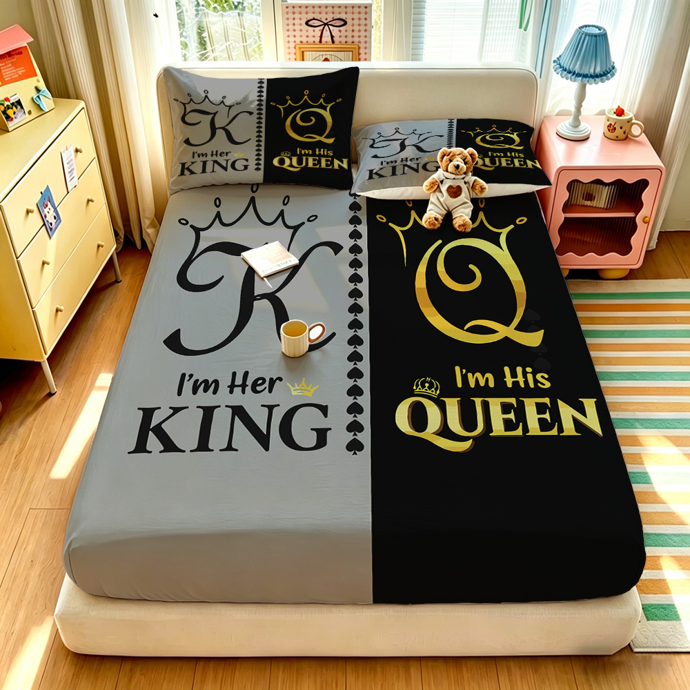Fabric Softener Sheet - His Her King Queen Crown Fitted