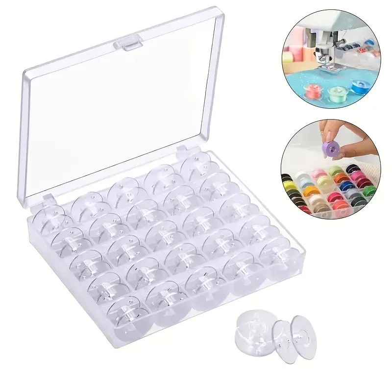 25/36pcs Transparent Plastic B - Bobbin Organizer Box 评论和价格