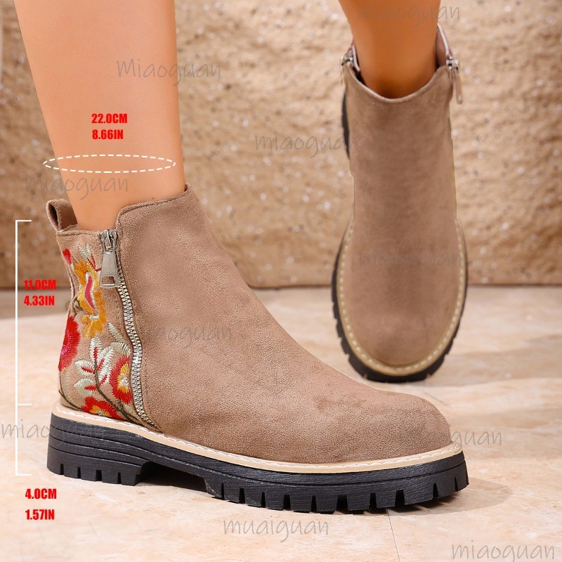 Flower Embroidery Suede Ankle  - Sewing Embroidery Fabric 评论和价格