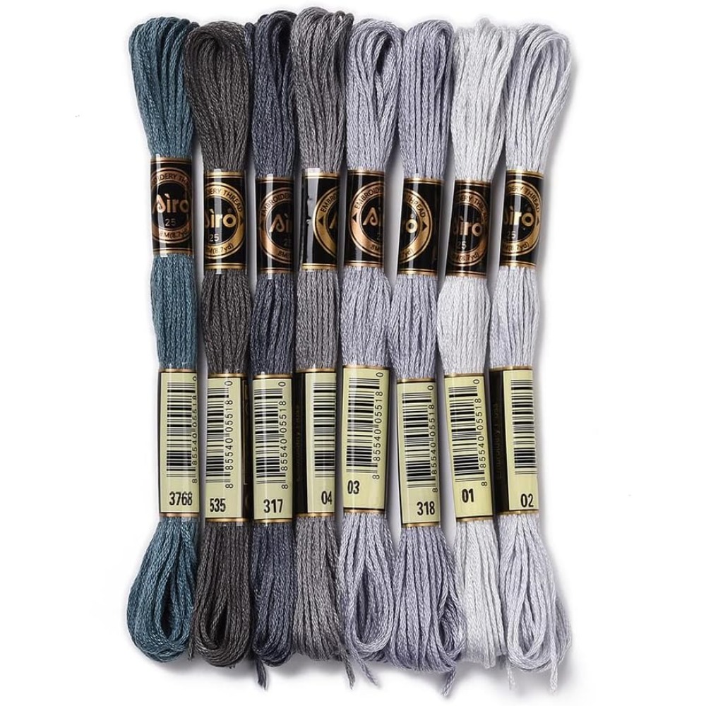8 Skeins 70 Yards Grey Friends - Embroidery Floss Thread 评论和价格