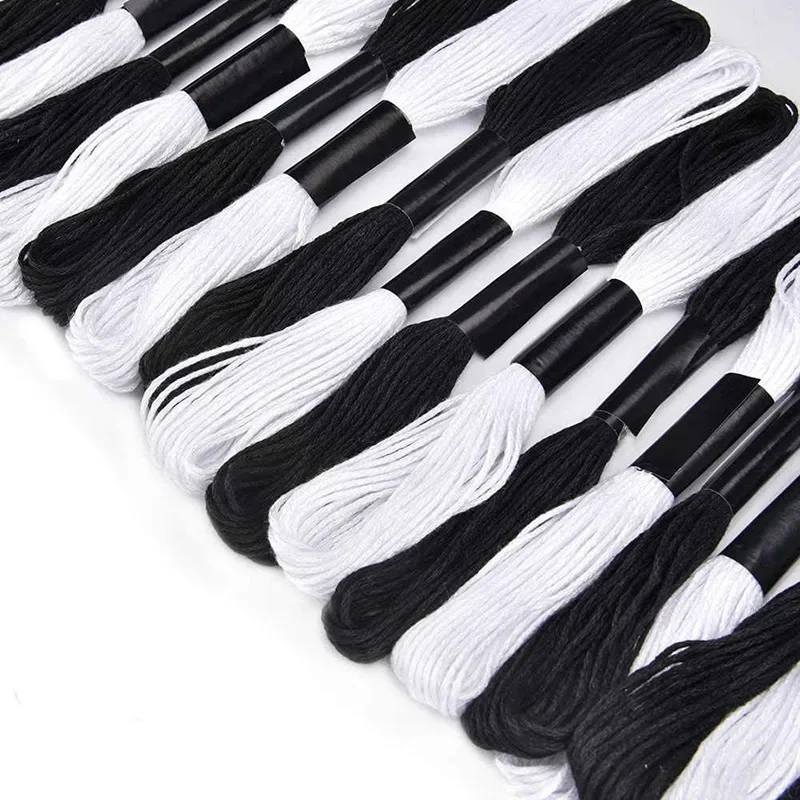 24PCS Black White Cross Stitch - Embroidery Floss Thread 评论和价格