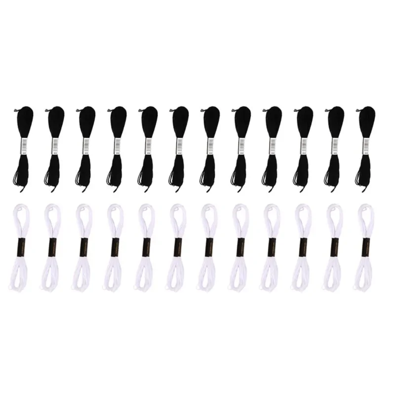 24PCS Black White Cross Stitch - Embroidery Floss Thread 评论和价格
